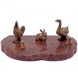 Plaque coq lapin oie sur socle - 46.80